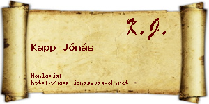 Kapp Jónás névjegykártya